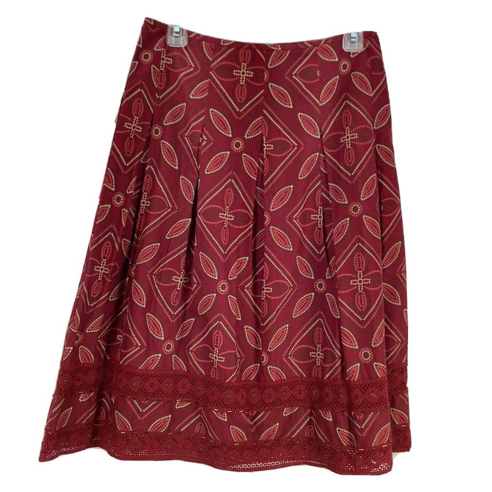 APT 9 Women's Size 4 Skirt Brick Red Lined Lace detailing Waist 29 Length 27